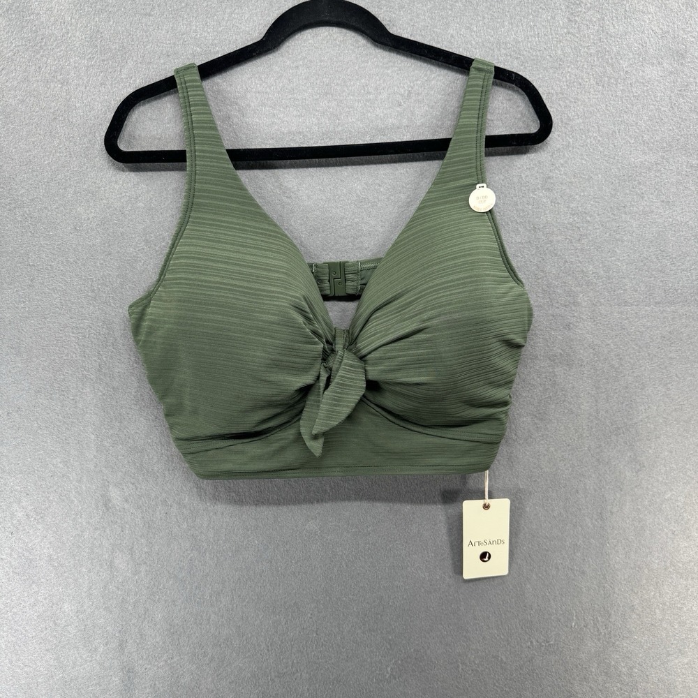 New Artesands Cezanne Underwire Bikini Top Size 14 US D/DD‎ Olive Cut-Out NWT